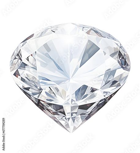 a white diamond with blue light on white background  