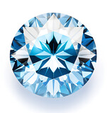 a white round diamond with blue light on white background