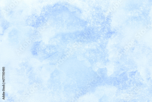 Light blue white Christmas background for design. New Year abstract pattern. Snow ice frozen water cold winter frost snowflake. Template.