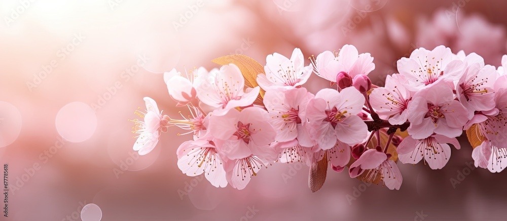 The beautiful pink blossoms adding a touch of beauty to the outdoor garden bringing a delightful spring background The beautiful pink blossoms adding a touch of beauty to the outdoor garden bringing a delightful spring background