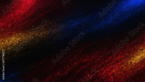 A dynamic Ruby Red Sapphire Blue Gold glowing grainy gradient background with a deep black noise texture, perfect for a poster, header, or banner design.