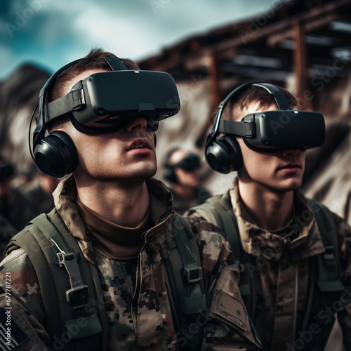 Soldiers with VR glasses.