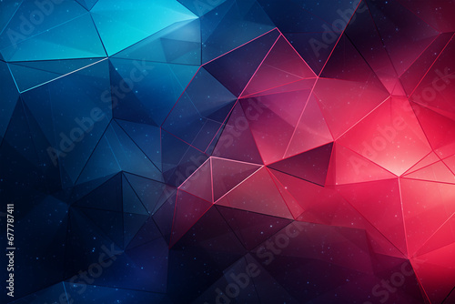 Abstract background of futuristic geometric patterns in vibrant red and blue