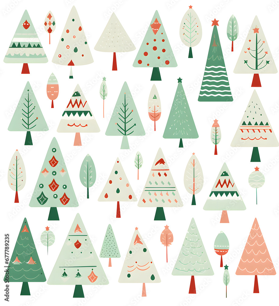 set of christmas trees pattern illustration set of christmas trees pattern illustration