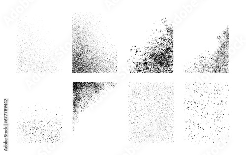 Set of isolated grunge spray textures, vector illustration.