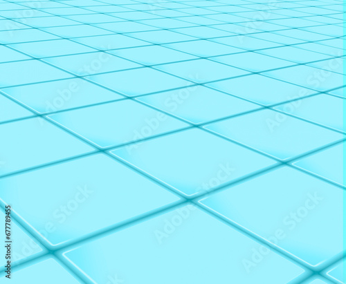 Rendering reflective surface or floor made of square tiles in blue