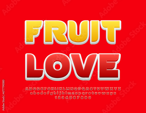 Wallpaper Mural Vector modern Emblem Fruit Love. Trendy Red Font. Artistic Alphabet Letters and Numbers. Torontodigital.ca