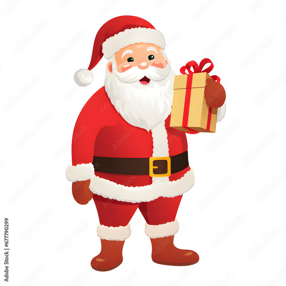 cartoon illustration of a happy santa claus carrying a gift cartoon illustration of a happy santa claus carrying a gift