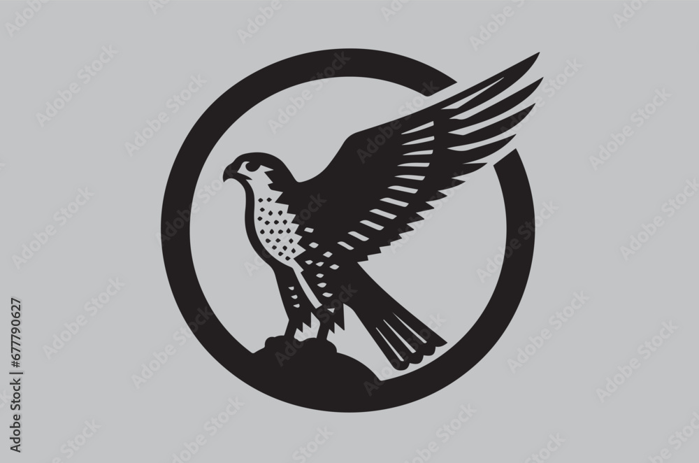 Fototapeta premium Modern beautiful round black falcon logo