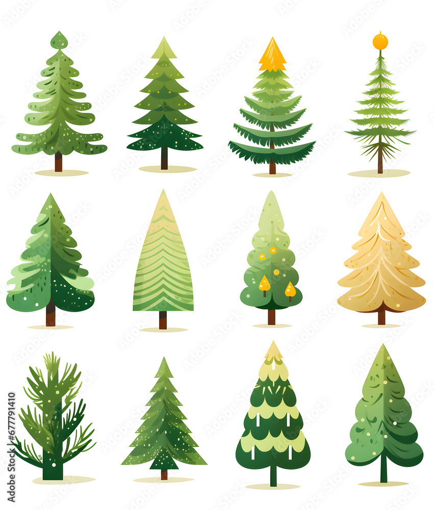 set of christmas trees pattern illustration set of christmas trees pattern illustration