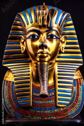 Tutankhamun pharaoh of Egypt illustration golden ancient statue photo