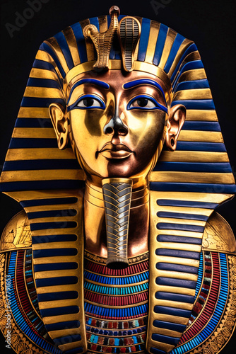 Tutankhamun pharaoh of Egypt illustration golden ancient statue