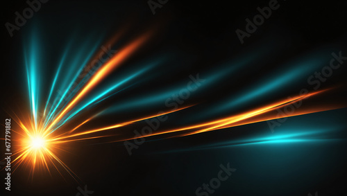 Overlay, flare light transition, effects sunlight, lens flare, light leaks. High-quality stock image of warm sun rays light effects, overlays or Aqua Blue flare isolated on black background for design