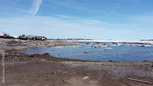 Ascending above the town of Rankin Inlet, Nunavut, Canada photo