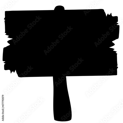 Silhouette Sign Wooden Board Trip Cartoon Vector Illustration 