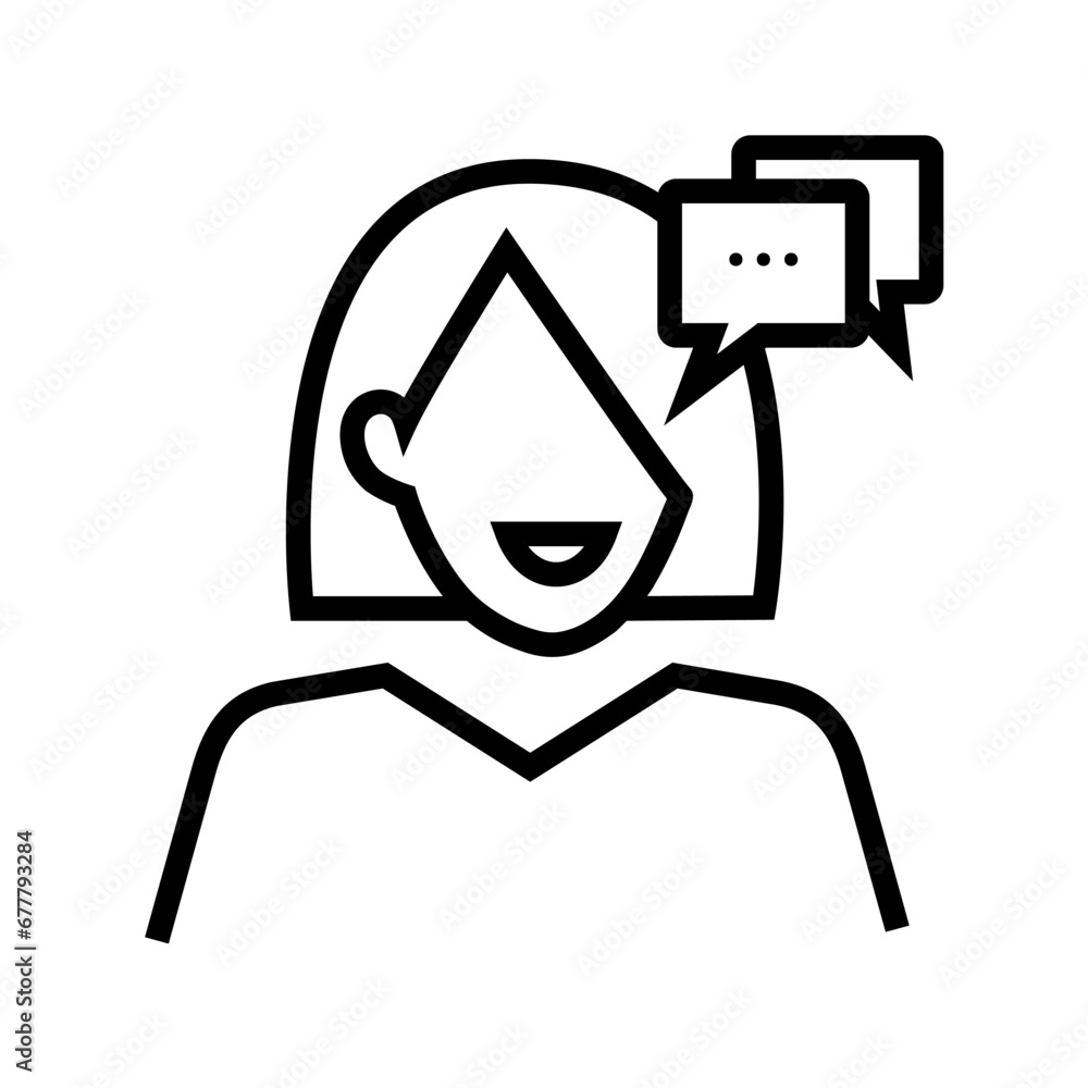 Woman icon with talk bubble symbol, support, assistance - Line Icon Woman icon with talk bubble symbol, support, assistance - Line Icon