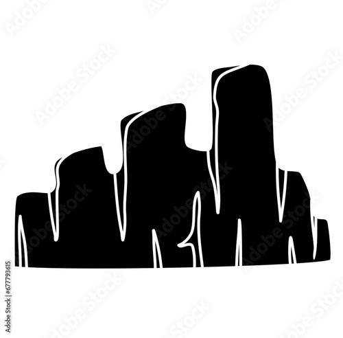 Cliff Hill Canyon Silhouette Vector Illustration 