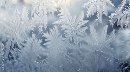  a close up of a frosted window with a tree branch in the middle of the window and a building in the background.