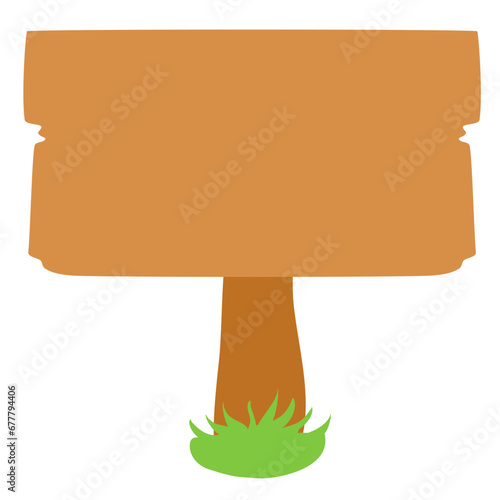  Sign Wooden Board Trip with Grass Cartoon Vector Illustration 