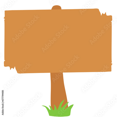  Sign Wooden Board Trip with Grass Cartoon Vector Illustration 