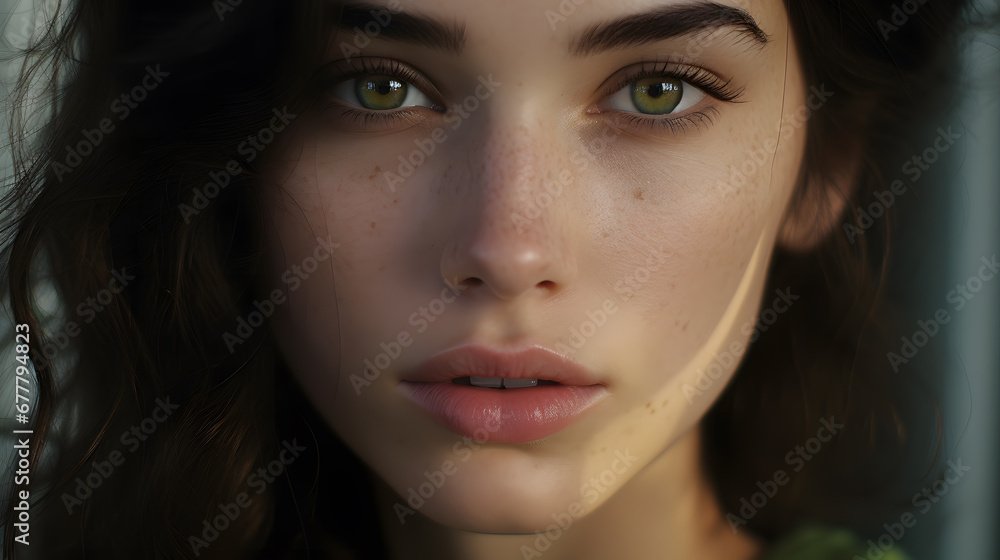 30 year old woman with radiant and fresh skin, photo shoot, beauty model, light background, close-up of face 30 year old woman with radiant and fresh skin, photo shoot, beauty model, light background, close-up of face
