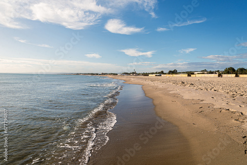 Catania beach landscape with blue sky in Italy 