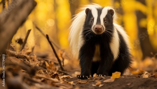 A Lone Striped Skunk in the Enchanted Woods