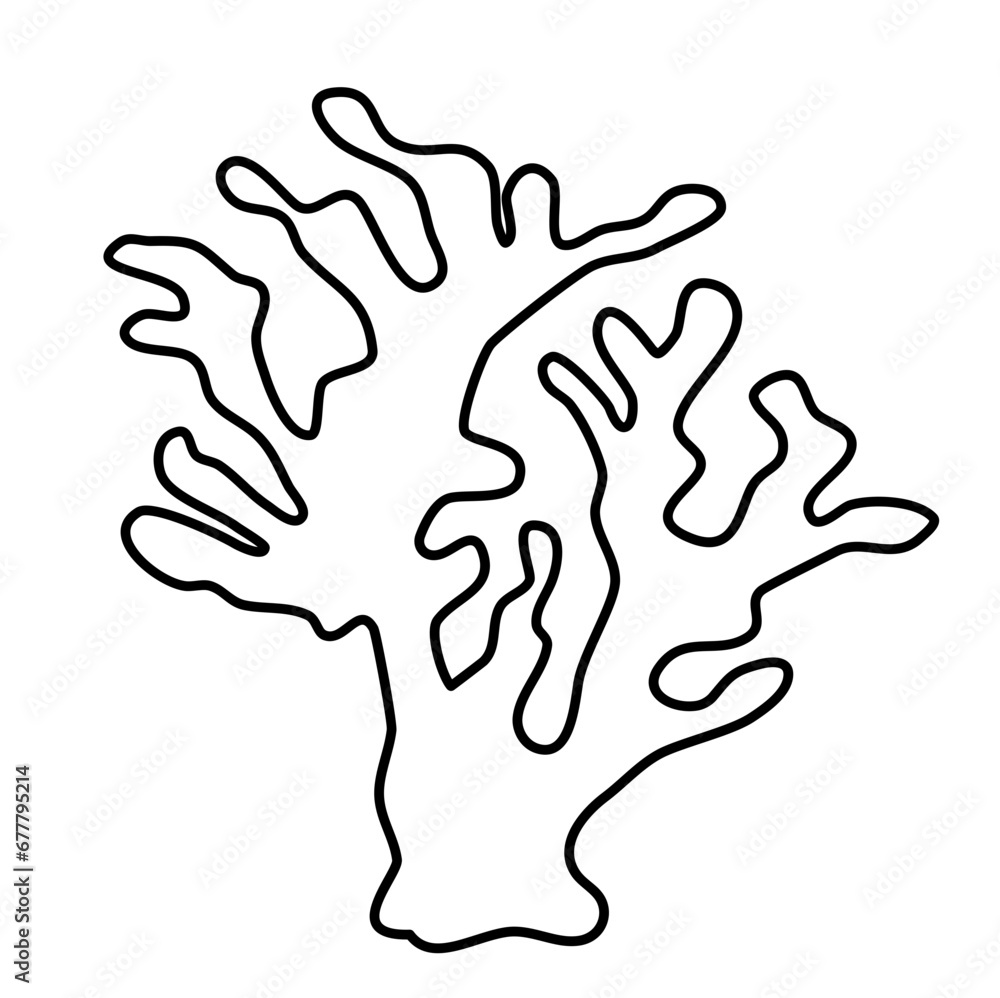 Seaweed Coral Icon Lines Style Vector Illustration 