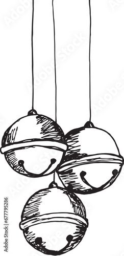 New Year decorations bells hand drawn illustration photo