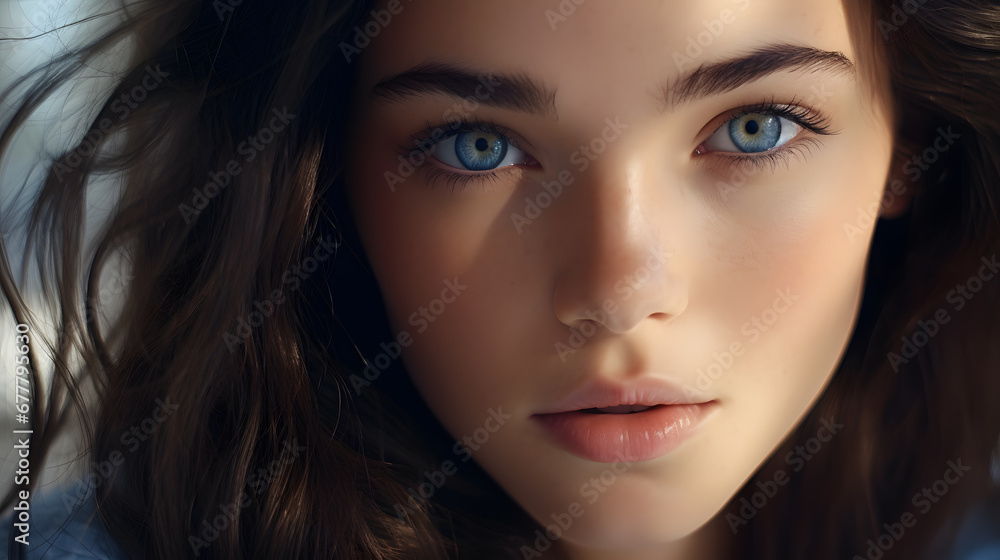 30 year old woman with radiant and fresh skin, photo shoot, beauty model, light background, close-up of face 30 year old woman with radiant and fresh skin, photo shoot, beauty model, light background, close-up of face