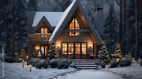 Charming Cottage Nestled in a Snowy Forest, Enhanced with Cool and Muted Tones to Evoke a Cozy and Enchanting Ambiance © Aaron Wheeler