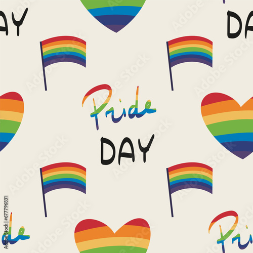 seamless pattern LGBTQ Pride Parade Set. Vector illustration of a gay pride parade. A group of people participating in the Pride parade. LGBT community