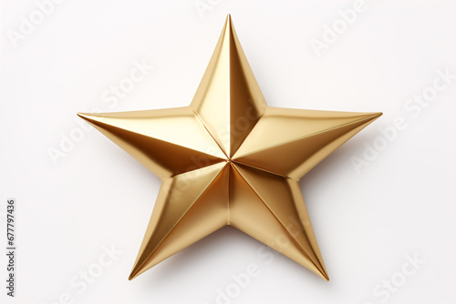 A Close-Up Gold Star Render, isolated atop a pristine White Background.
