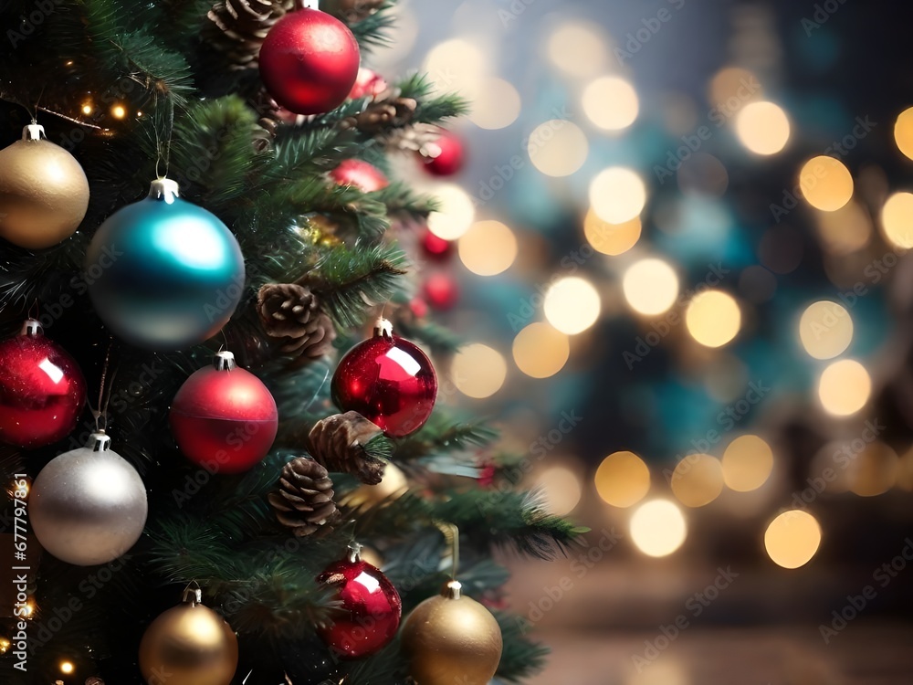 Christmas tree and ball decorations