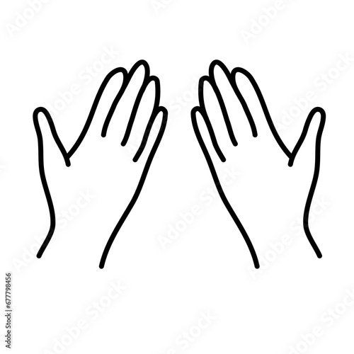 muslim praying hands line icon. Hand drawn of religious faithful person praying to God, hands prayer, Prayer Dua, praying hands, Islam symbols, Muslim praying.