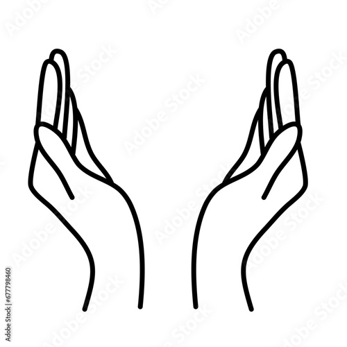 muslim praying hands line icon. Hand drawn of religious faithful person praying to God, hands prayer, Prayer Dua, praying hands, Islam symbols, Muslim praying.