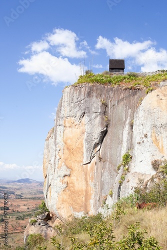 Vertical shot of the archeological site of Antongona in the Imamo Region of Madagascar photo