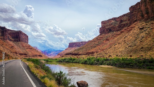 Scenic view of the Colorado River flowing near the Grand Canyon in Arizona, United States photo