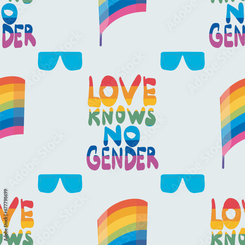 seamless pattern LGBTQ Pride Parade Set. Vector illustration of a gay pride parade. A group of people participating in the Pride parade. LGBT community