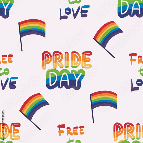seamless pattern LGBTQ Pride Parade Set. Vector illustration of a gay pride parade. A group of people participating in the Pride parade. LGBT community