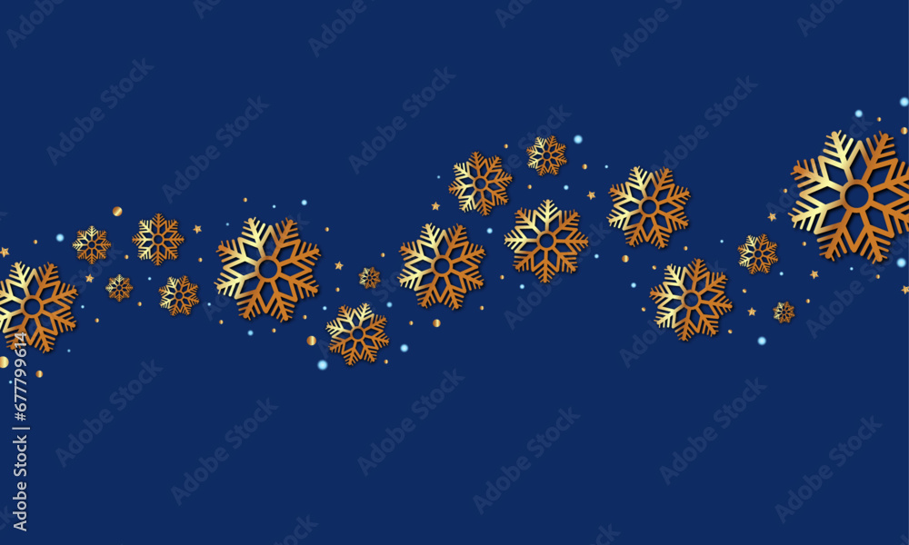 fondo copos de nieve dorados con fondo azul guía navideña