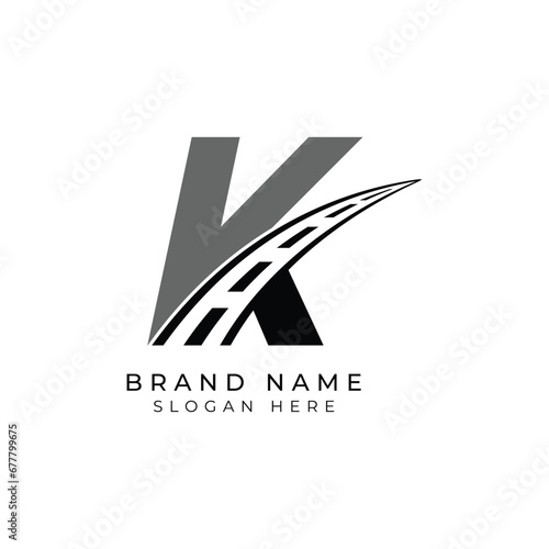 Letter K logo asphalt for identity. Construction template vector illustration for brand