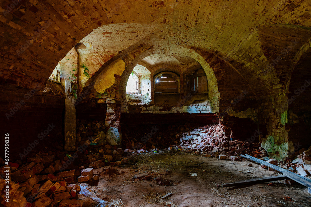Vaulted red brick dungeon under old mansion Vaulted red brick dungeon under old mansion