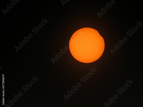 Close-up shot of solar eclipse on black background