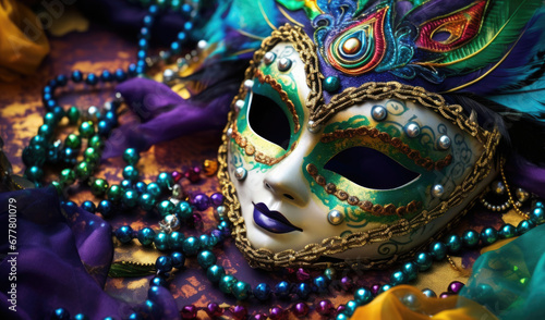 mardi gras carnival mask on festive background