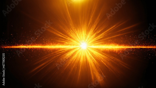 Overlay, flare light transition, effects sunlight, lens flare, light leaks. High-quality stock image of warm sun rays light effects, overlays or Goldenrod Yellow flare isolated on black background for