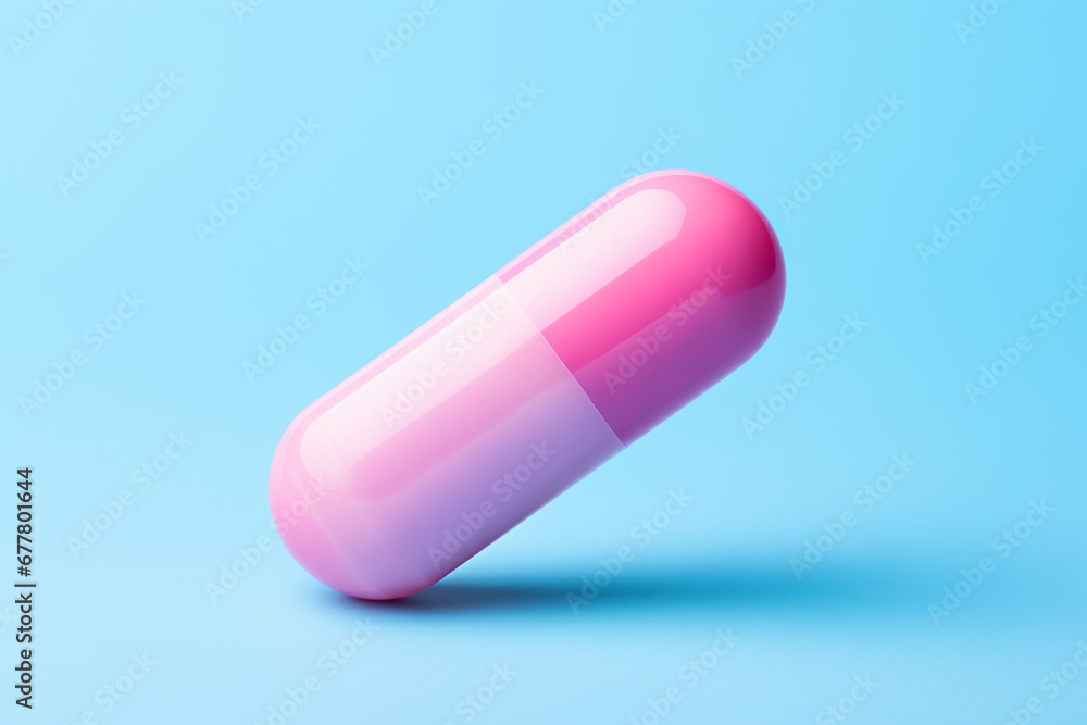 Macro, close up of one single pink capsule pill. Minimal concept of medical care, treatment and pharmaceutical industry and products. Pastel colors Macro, close up of one single pink capsule pill. Minimal concept of medical care, treatment and pharmaceutical industry and products. Pastel colors