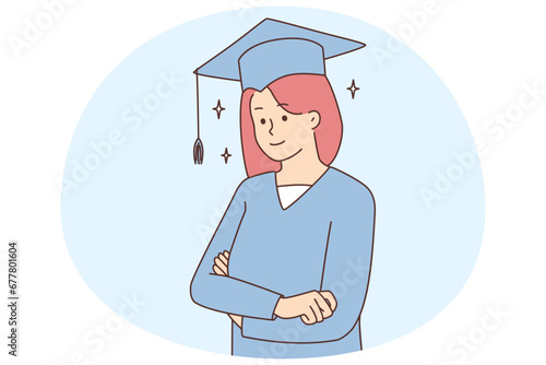 Girl in graduation robe and hat