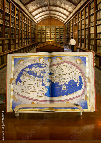 Ptolemy's world map, made by Nicolaus Germanus ca. 1470, shows the ecumene or known world in the 2nd century. Is part of the Manuscript codex of Ptolemy's Geography. Codex Urbinas Latinus 274. photo