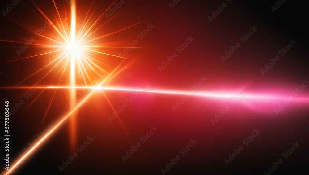 Overlay, flare light transition, effects sunlight, lens flare, light leaks. High-quality stock image of warm sun rays light effects, overlays or Rose Gold Pink flare isolated on black background for d